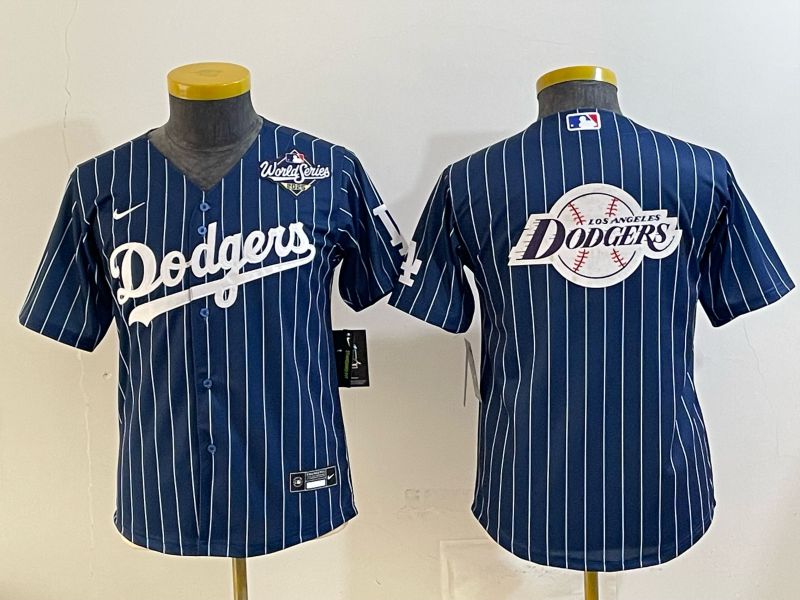 Youth 2026 Los Angeles Dodgers Blank Drak Blue Stripe Game Nike MLB Jersey style 0015